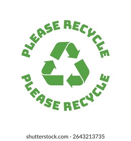 Please Recycle Badge Vector with Green Eco Symbol