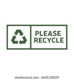 Please Recycle Badge Vector with Green Eco Symbol