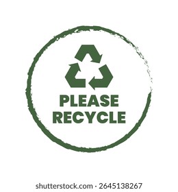 Por favor, reciclar el Vector de la insignia con el símbolo verde del eco