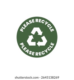 Please Recycle Badge Vector with Green Eco Symbol