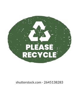 Por favor, reciclar el Vector de la insignia con el símbolo verde del eco