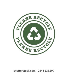 Por favor, reciclar el Vector de la insignia con el símbolo verde del eco