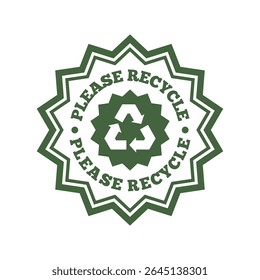Por favor, reciclar el Vector de la insignia con el símbolo verde del eco