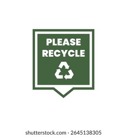 Por favor, reciclar el Vector de la insignia con el símbolo verde del eco