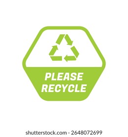 Por favor, reciclar el Vector de la insignia con el símbolo verde del eco