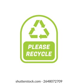 Por favor, reciclar el Vector de la insignia con el símbolo verde del eco
