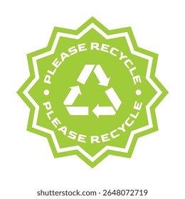 Por favor, reciclar el Vector de la insignia con el símbolo verde del eco