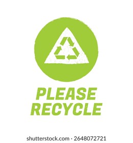 Please Recycle Badge Vector with Green Eco Symbol