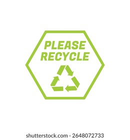 Por favor, reciclar el Vector de la insignia con el símbolo verde del eco