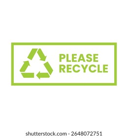 Please Recycle Badge Vector with Green Eco Symbol