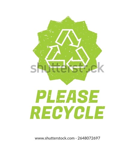 Please Recycle Badge Vector with Green Eco Symbol