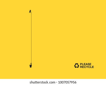 please recycle minimal poster on yellow background.