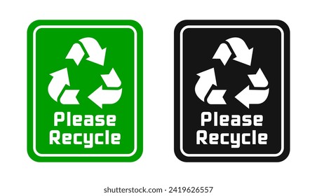 Please recycle signs. Recycling concept icons. Recycle icon set