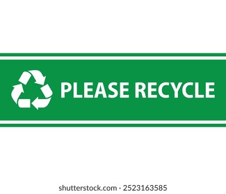 Please recycle stripes sign vector. Symbol, vector, sign, sticker, pollution, button, garbage, environment, recycle. Can use for infographic, banner, poster, web design. Isolated on white background. 