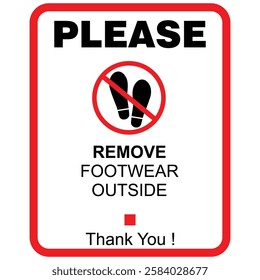 Please, Remove footwear outside, sign vector