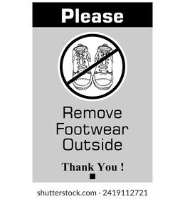 Please, Remove footwear outside, thank you, poster vector