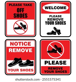 Please, Remove your shoes, sign vector