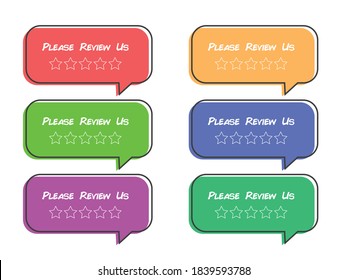 Please Review Us Concept Vector. Colorful Review Concept Background.