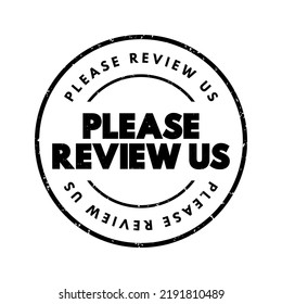 Please Review Us Text Stamp, Concept Background