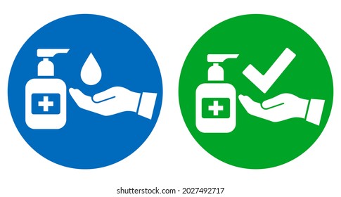 Please sanitise your hands, sanitizing station vector signs on white background