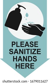 Por favor, desliza las manos aquí. Icono de desinfectante de manos alcohólicas para aplicaciones, sitios web, infografías