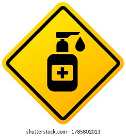Please sanitize your hands here warning sign on white background