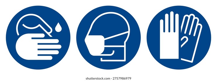 Please sanitize your hands, safety mask fitting and putting on sterile gloves sign. Medical infographics. Surgery icon set. Doctor instructions symbols.