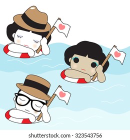 Please Save Refugees At Sea Character illustration