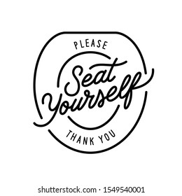 Please seat yourself thank you bathroom funny poster. Vector illustration.