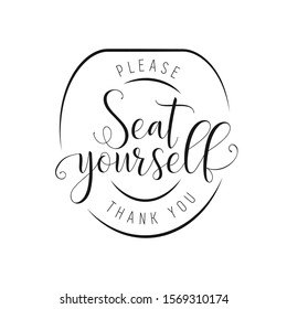 Please seat yourself thank you bathroom funny poster. Vector illustration.