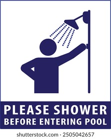 Please shower before entering swimming pool sign notice vector