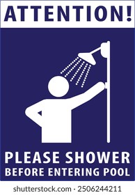 Please shower before entering swimming pool sign notice vector