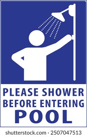 Please shower before entering swimming pool sign notice vector