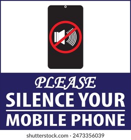 Please silence your mobile phone warning notice vector