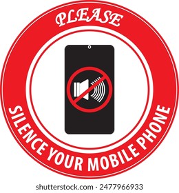 Please silence your mobile phone sign sticker vector 