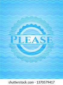 Please sky blue water wave badge background.