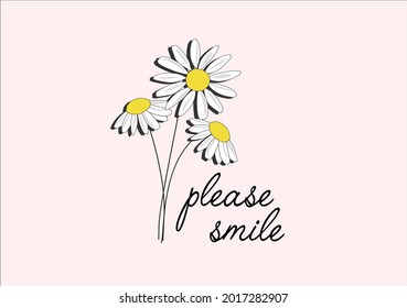 please smile with daisy flower vector art