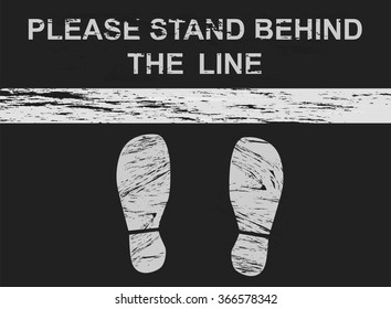 please stand behind the line concept sign vector