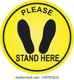 Please stand here floor sign. vector