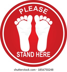 Please Stand Here Floor Sign. Vector