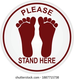 Please Stand Here Floor Sign. Vector