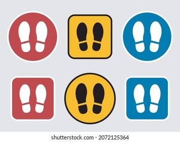 Please Stand Here sign set, checking place floor information icons