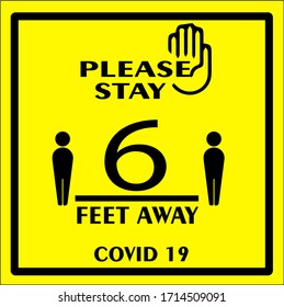 Please Stay 6 Feet Away Symbol