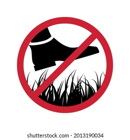 Por favor, mantente alejado del césped, Prohibido mantener alejado el césped verde o prohibido pisar un letrero aislado en blanco