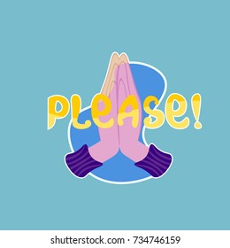 Please Sticker Social Media Network Message Badges Design Vector Illustration