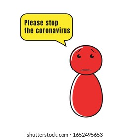 Please stop the coronavirus. Vector icon. People cartoon illustration. asks for help. China epidemic. MERS-Cov (Middle East Respiratory Coronavirus Syndrome) Design concept poster. Vector icon 