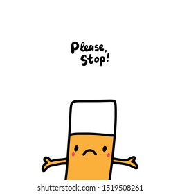 Please stop hand drawn vector illustration in cartoon comic style health protection poster print kawaii