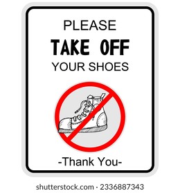 Please Take Off Your shoes, thank you, sticker vector