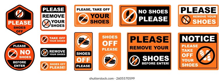 Please take off your shoes attention signs
