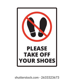 Please take off your shoes sign on a white background
